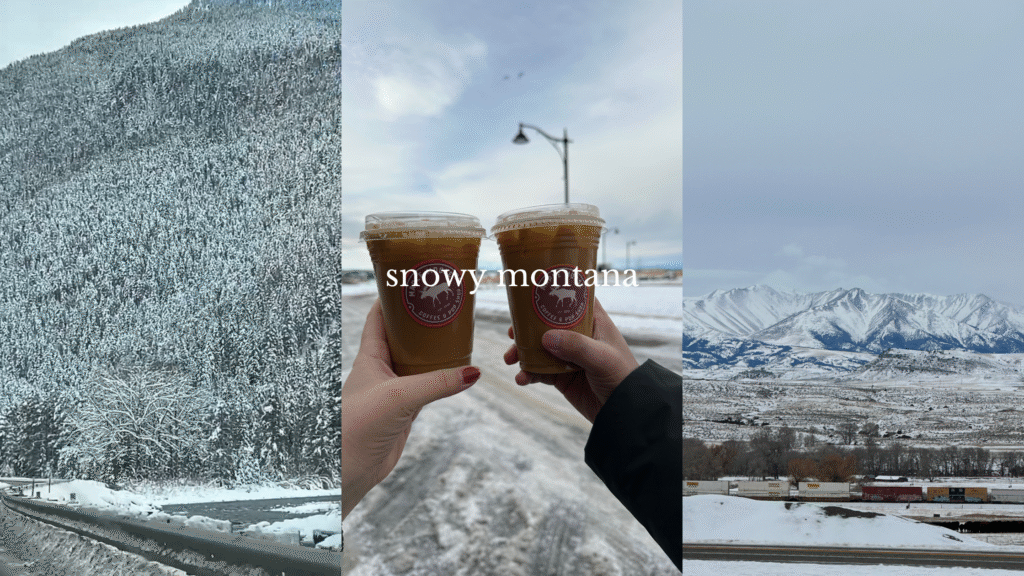 pictures of snowy Montana and ice lattes
